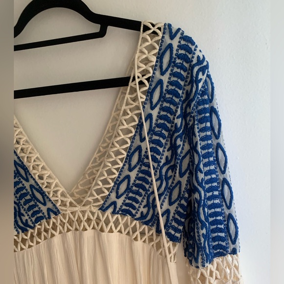 FREE PEOPLE Dusk Till Dawn Embroidered Blue Boho Mini Dress - Size S/4 - NWoT! - Picture 9 of 10